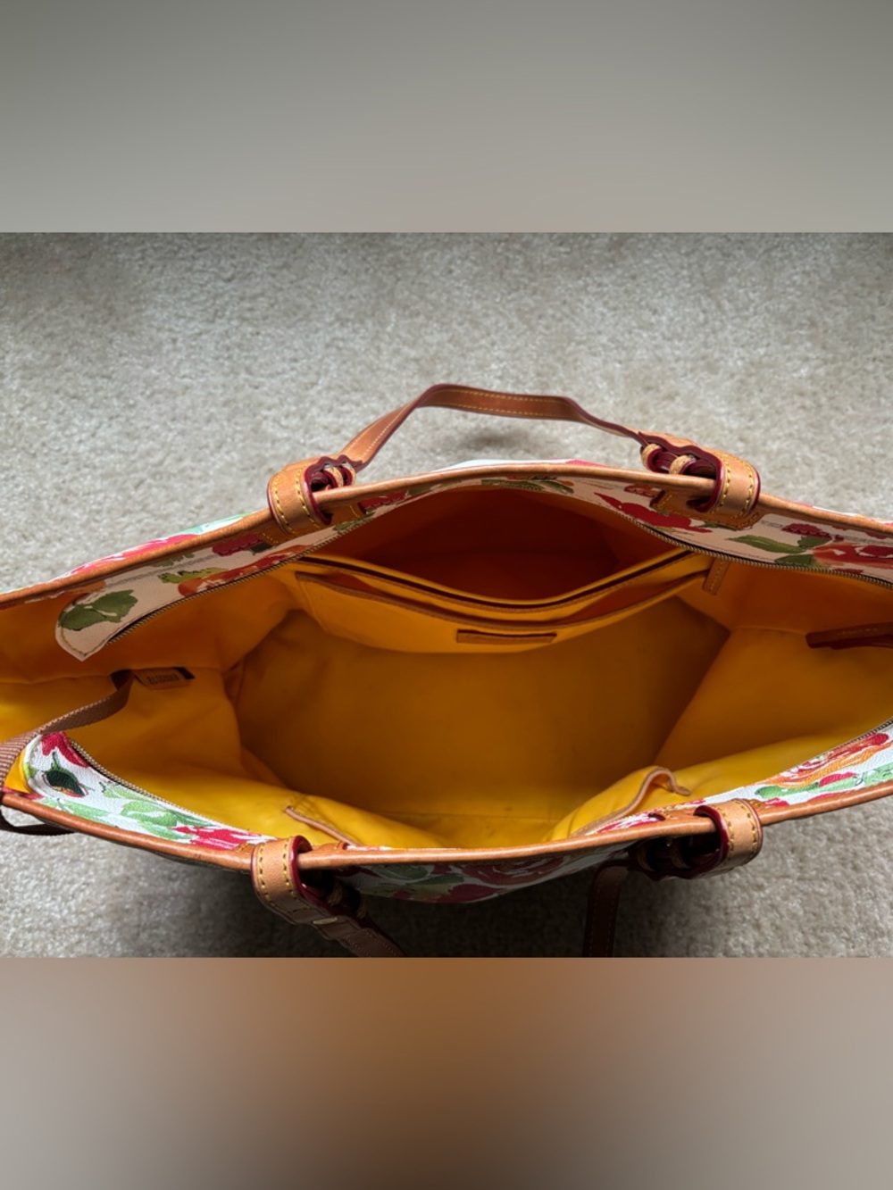 Dooney & Bourke Floral Tote Bag in Red/Orange/Green - Picture 4 of 9